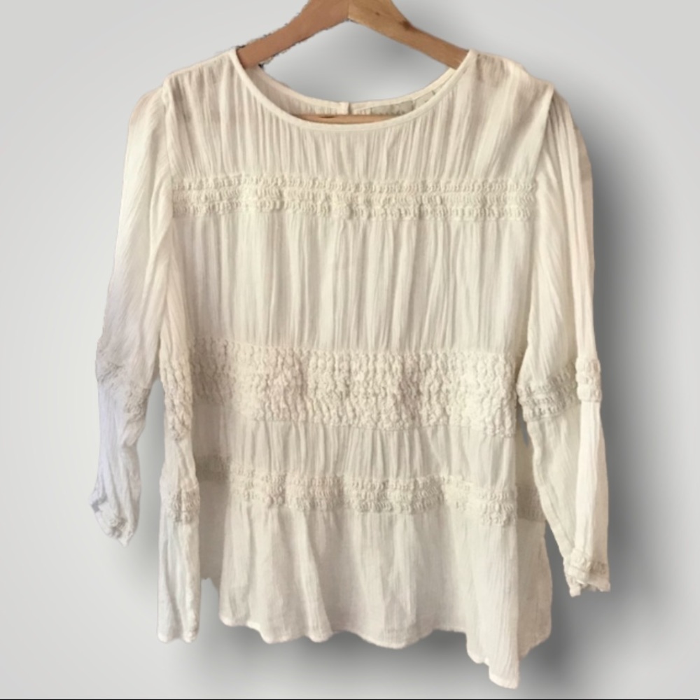 Hinge • Creamy White Embroidered Blouse